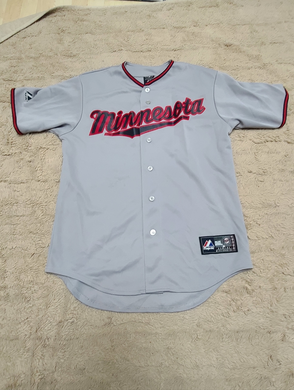 Majestic Minnesota Twins Mlb Gray Jersey Size Medium